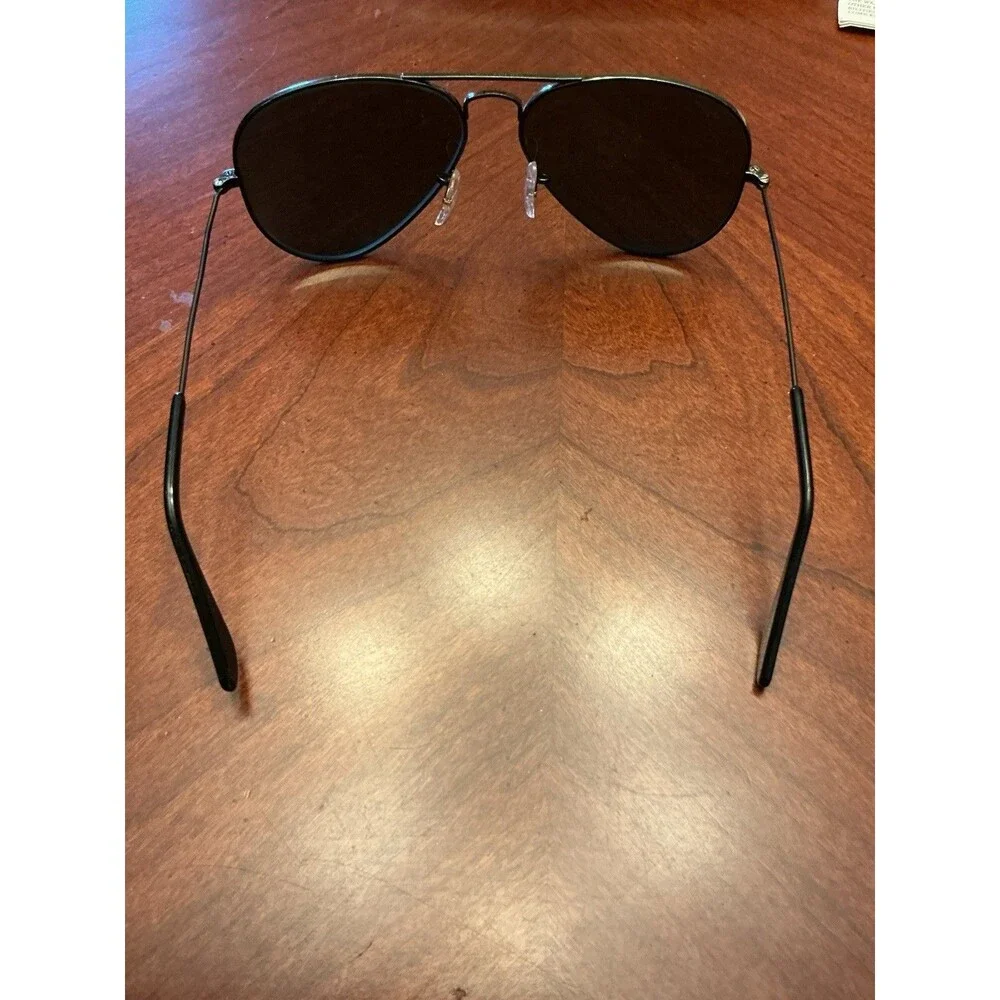 ⁠Vintage B&L Ray-Ban USA Aviator Sunglasses Black Metal Frame G-15 Glass Lens 3